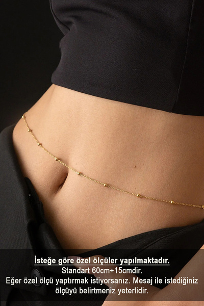 ByFlorya Jewelry Çelik Toplu Ince Dorika Bel Zinciri Denizde Yazın Günlük Kul...