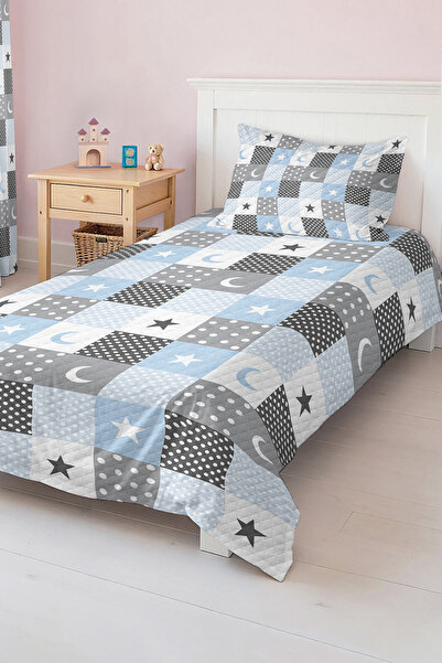 Realhomes Star and Moon Patterned Single Children's and Teenager's Room Pique Set Bedspread