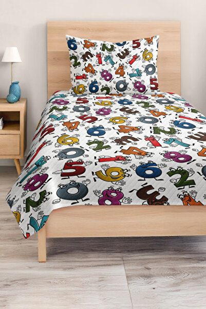 Realhomes مجموعة غطاء سرير بيك لغرفة الأطفال والمراهقين بنمط أرقام ملونة