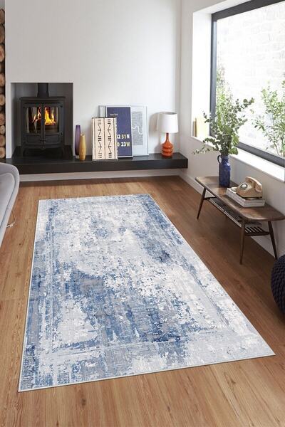 on the clouds Mavi Eskitme Desenli Yıkanabilir Kaymaz Taban Leke Tutmaz Moder...