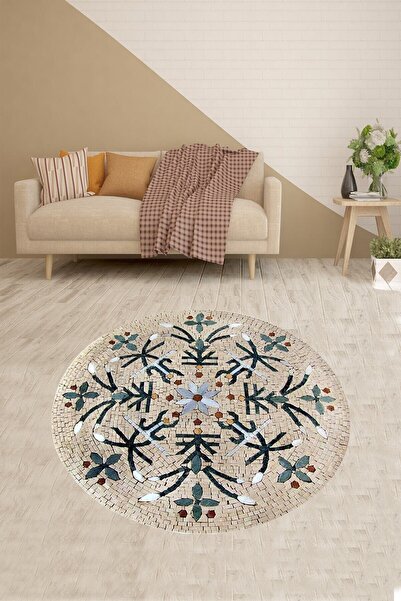 on the clouds Mozaik Desenli Renk Geçişli Dijital Baskı Yıkanabilir Kaymaz Ta...