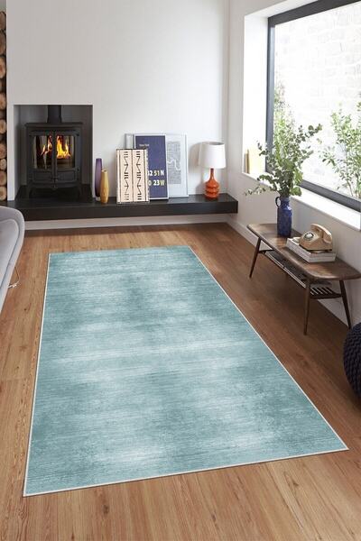 on the clouds Turkuaz Batik Desen Renk Geçişli Yıkanabilir Kaymaz Taban Leke ...