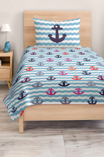 Realhomes Cheerful Sea Themed Single Children's and Teenager's Room Pique Set