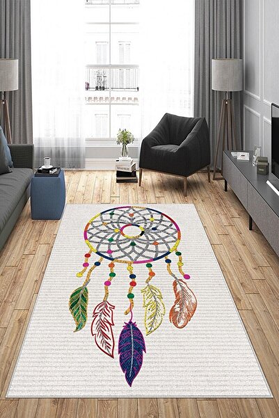 on the clouds Gri Dreamcatcher Yıkanabilir Kaymaz Taban Leke Tutmaz Modern Sa...