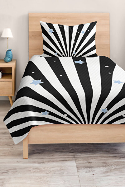 Realhomes Star Patterned Striped Children's and Teenager's Room Pique Set Bedspread