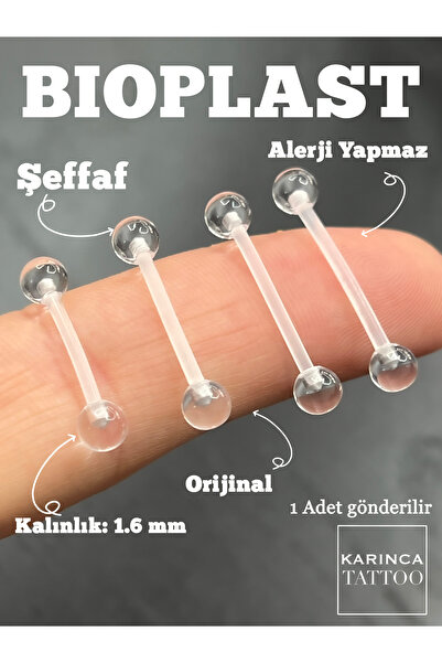 Karınca Piercing Kalın 1.6 Mm Bioplast Piercing Alerji Yapmaz Şeffaf Bridge Nipple Göbek Yanak Köprü Dil Piercing