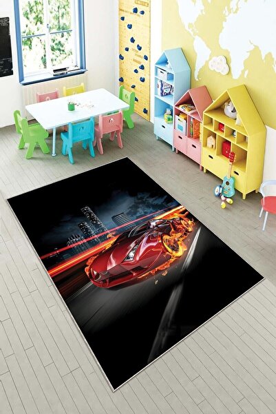 farbala Siyah Kırmızı Arabalı Kaymaz Taban Leke Tutmaz Yıkanabilir İnce Yazlı...