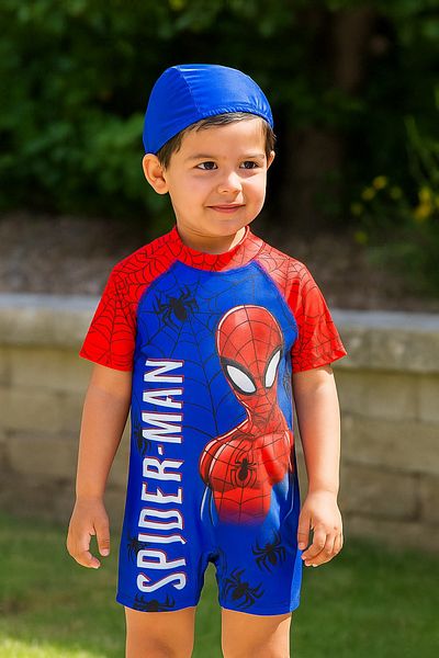 pistyle Boy's Cartoon Character Patterned Jumpsuit Swimsuit