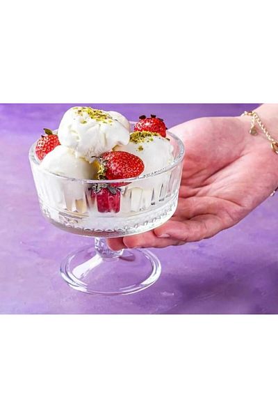 YzHome 6-Liter Footed Glass Freezer Magnolia Bowl Dessert Presentation Bowl