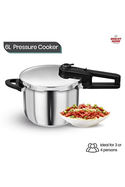 Bright Home طنجرة ضغط من الفولاذ المقاوم للصدأ سعة 6 لتر