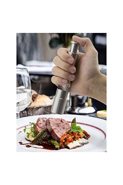 FırsatVar مطحنة صغيرة - مطحنة توابل الملح والفلفل بالضغط الفولاذي