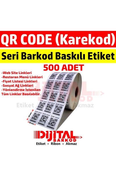 DİJİTAL BARKOD Qr Code Karekod Link Barkod Baskılı Seri Numaralı Sayı Kuşe Et...