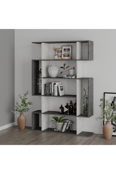 Mourah Home Mito Modern Bookcase Display Unit Retro Grey White