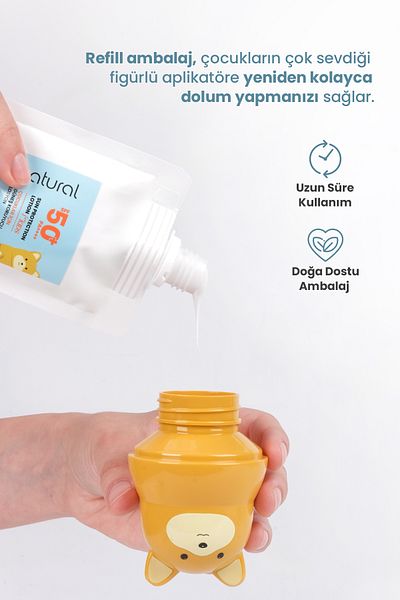 Bade Natural Children's Sunscreen Lotion 50+ Spf 100% Natural Refill Package + Bear Figure Applicator Set