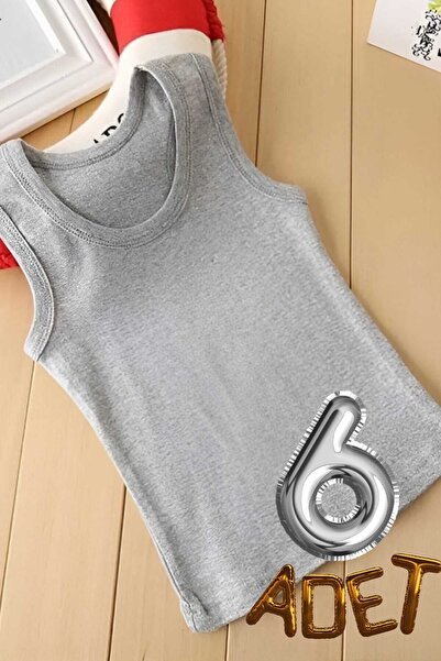 Tezzgelsin Set of 6 Grey Cotton Tank Top for Boy