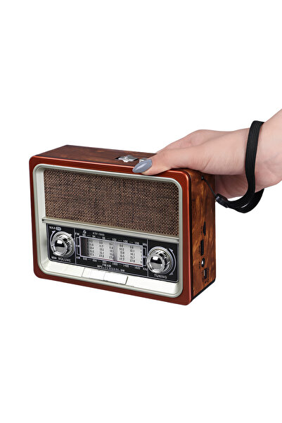 güvenlisepet Nostalji Radyo Led Fener Işıklı Bluetooth Hoparlör USB/TF/Aux + Solar Güneş Enerjili Şarjlı Batarya