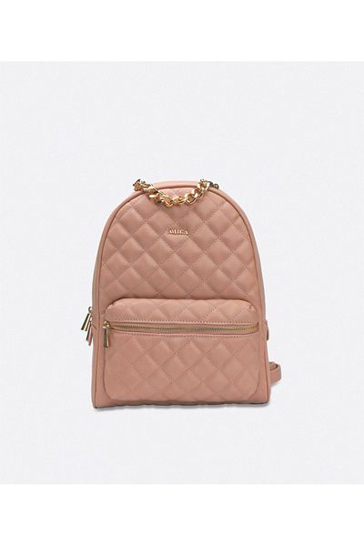 AMICA Estela Quilted Leather Backpack With Zipper Closure And Adjustable Straps
