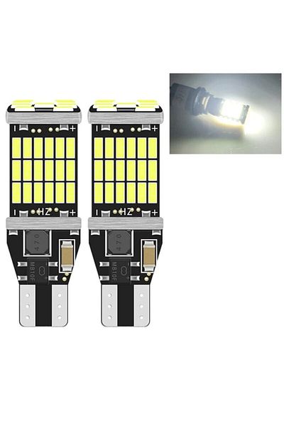 Choice قطعتان أبيضتان من مصابيح Canbus T15 W16w Wy16w LED 4014 45smd لمصباح الرجوع للخلف ومصباح الفرامل الخلفي للسيارة