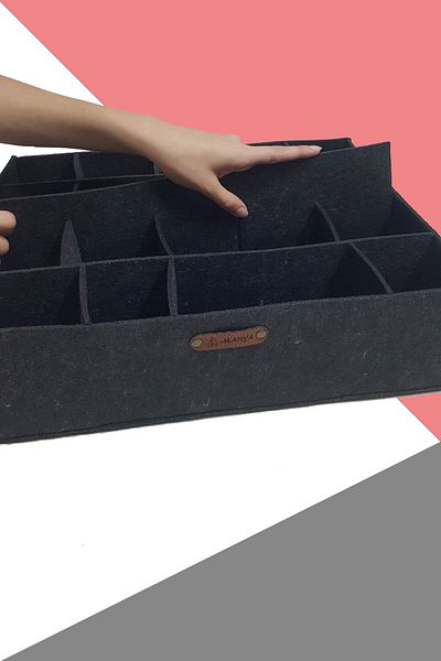 MARVA Drawer Organizer Closet Organizer Adjustable 20 Compartments Smoked