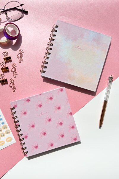 Martius Art غطاء مربع مقاس 15 × 15 سم 2 كيتام سبيرولي مفكرة / قوس قزح وردي وزهرة