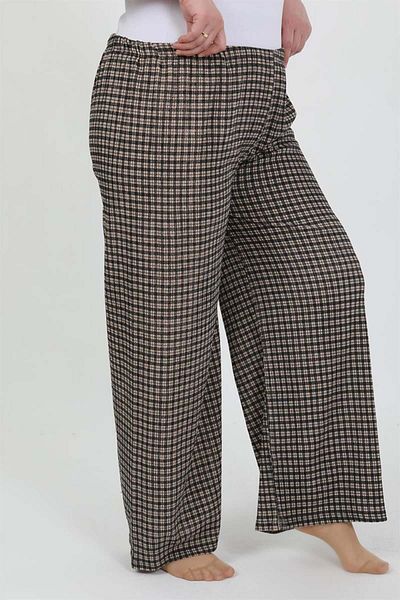 modaserdem Mdsrdm Women's Plus Size Wrinkled Trousers-Coffee