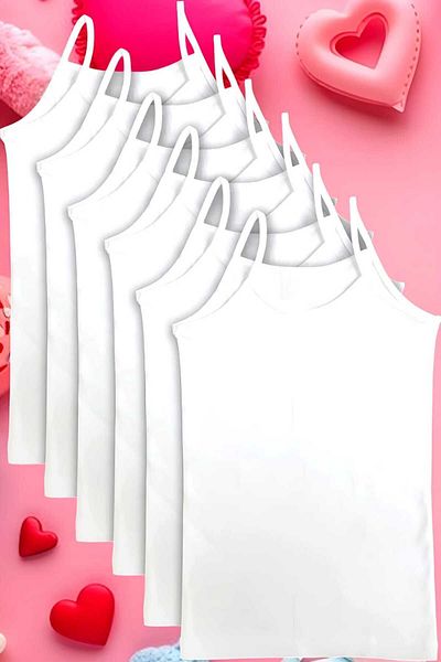 Uniquetrenders Tricou din bumbac pieptănat pentru fete, 6 piese