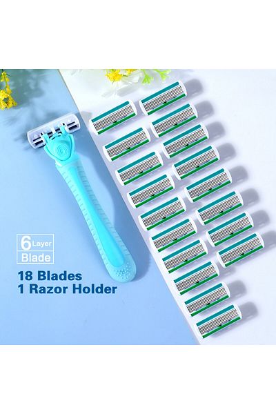 Choice XYC-6230-18 1 Handle + 18 Blades/ Women Manual Safety razor 6-Layer Stainless Steel Hair Removal Sha