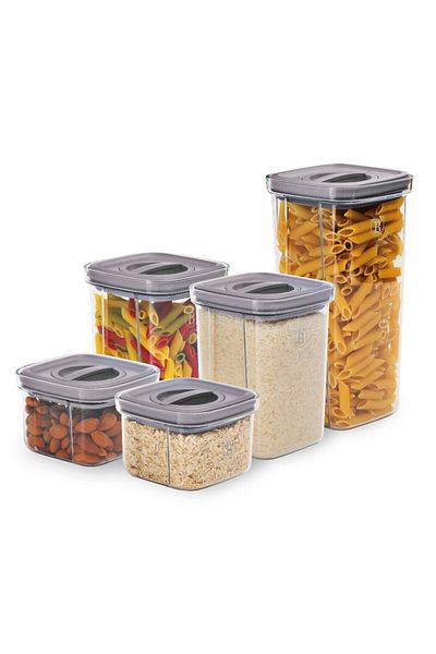 Berlinger Haus 5 Storage Jars Set Food Boxes Sealing Lid Taupe Collection Food Containers
