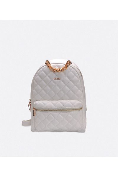 AMICA Estela Quilted Leather Women's Travel Backpack Bag With Zipper Closure And Adjustable Straps