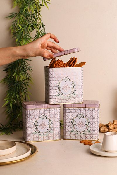 EVLE Erb36U7 Rectangular Storage Container 8 X 12 X 12 Cm, Set of 3, Rosy