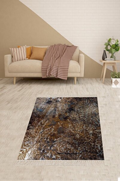 linazaitun Batik Renk Geçişli Çiçek Desenli Dijital Baskı Yıkanabilir Kaymaz ...