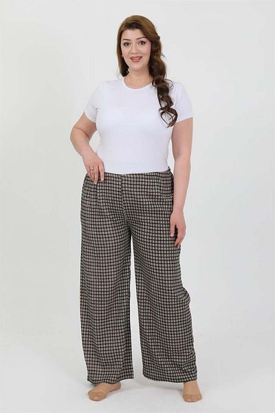 modaserdem Mdsrdm Women's Plus Size Wrinkled Trousers-Coffee