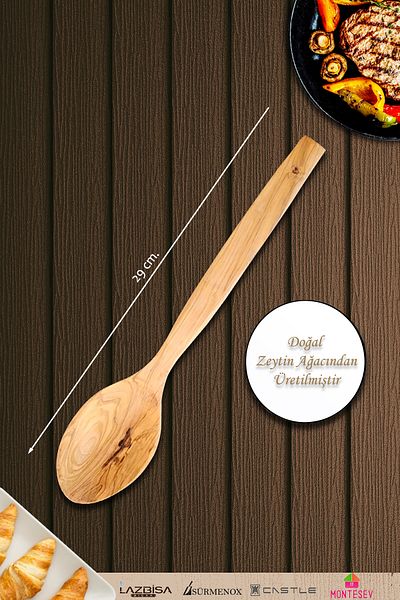 MONTESEV Olive Tree Wooden Wooden Spoon Set 2 Pieces (Olive Wood) Wooden Spoon
