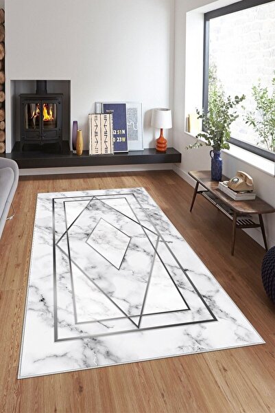 linazaitun Beyaz Gri Işleme Mermer Yıkanabilir Kaymaz Taban Leke Tutmaz Moder...