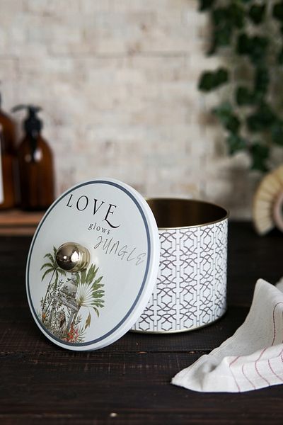 EVLE Metal Multi-Purpose Textured Storage Container, Decorative Storage Box 14 Cm, Forrest Er141-2g