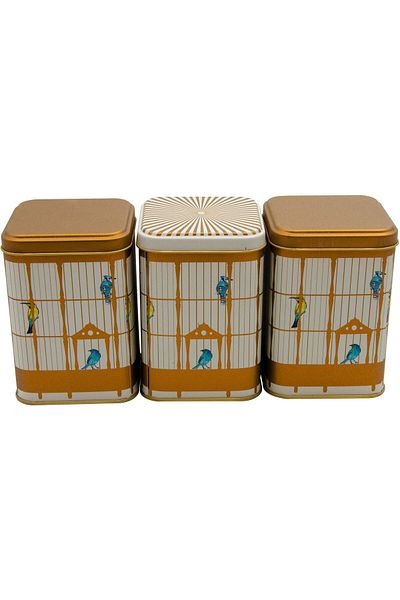 EVLE Erb25t7 Square Metal Storage Container 87x87x125, Set of 3, Bird Cage