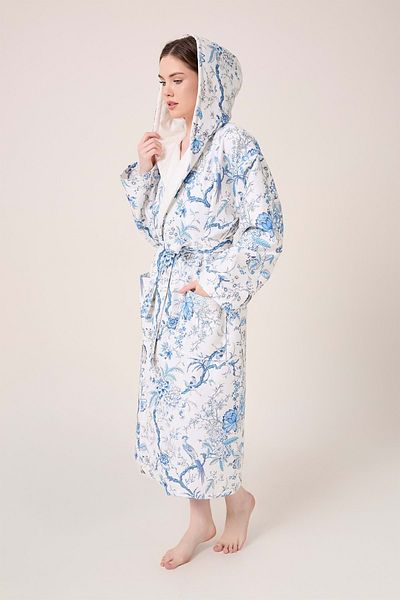 VEVİEN HOME Μπουρνούζι με κουκούλα με μοτίβο Blue Gladiolo Fiore