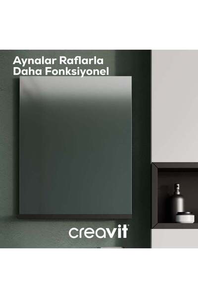 Creavit Elmas Ayna ve Etajer 45 cm Beyaz-Parlak Belly