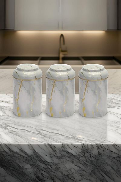 EVLE Efb0451 Cylinder Storage Container Ø105 Set of 3, Marble White