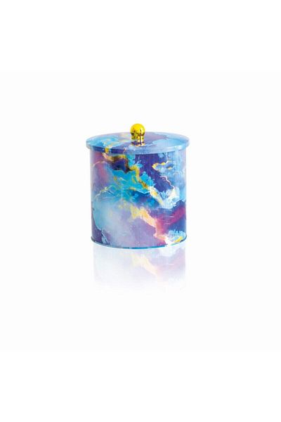 EVLE Ef147-f0 Liquid Purple Patterned Round Metal Storage Container 17.5 Cm