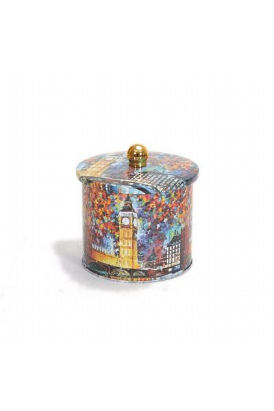 EVLE Ef142-01 Afremov Big Ban Patterned Round Metal Storage Container 14 Cm
