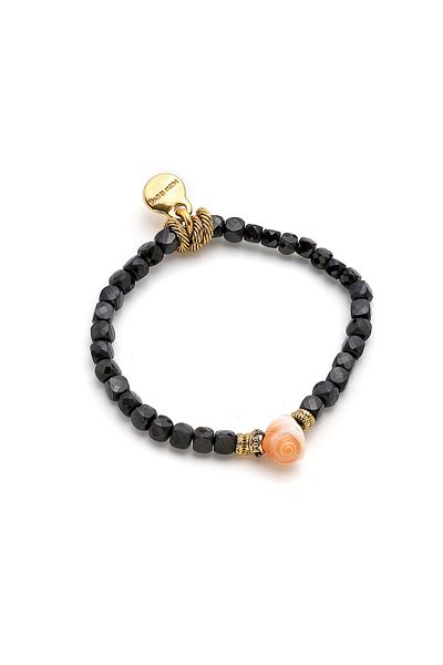 Mon Reve Ariel Onyx Natural Stone, Seashell Charm Bracelet