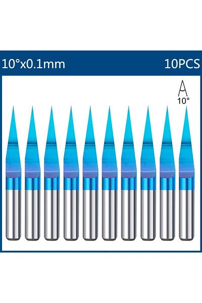Choice 10pcs 10 Dx0.1 Xcan Milling Cutter 10pcs Flat Bottom Carbide End Mill 10 15 20 30 Degrees Tip 0.1mm