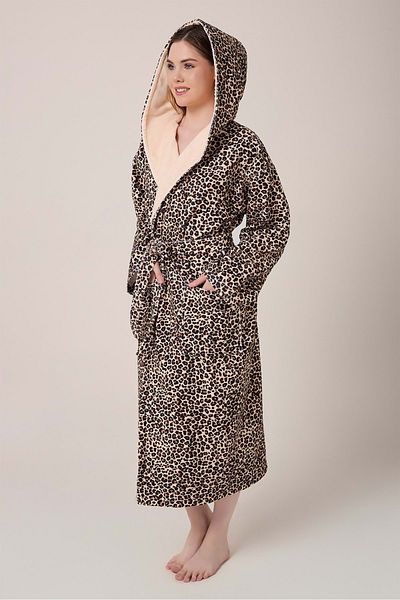VEVİEN HOME Halat de baie cu glugă cu imprimeu digital cu model leopard