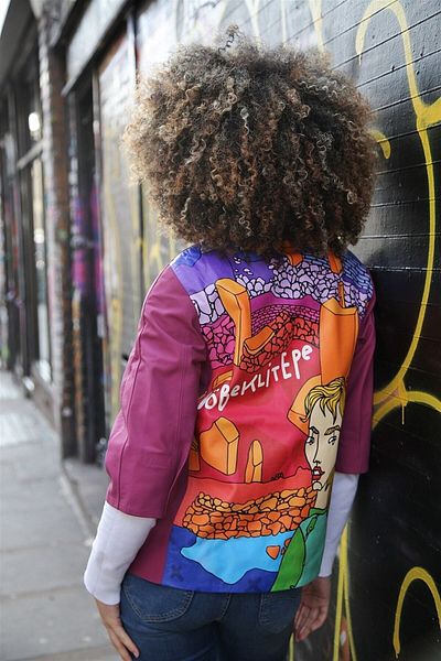 Deriderim Göbeklitepe Printed Women's Leather Jacket