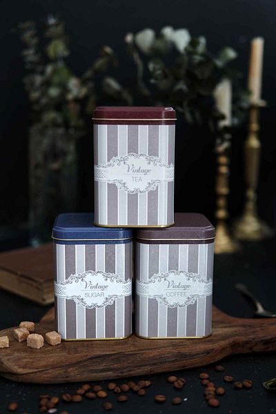 EVLE Erb25v5 Square Metal Storage Container 87x87x125, Set of 3, Elegance