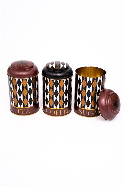 EVLE 3-Piece Metal Storage Container Set 10.5 Cm Food Container Jar Set, Circus Erb04t8