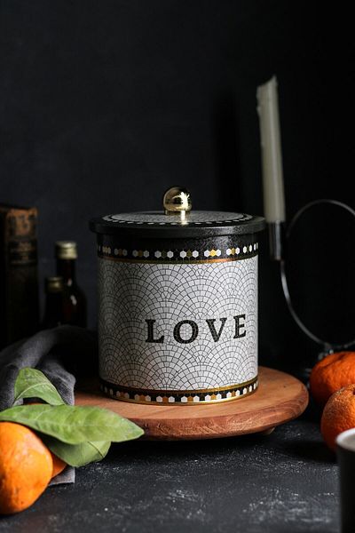 EVLE Mosaic Patterned Round Metal Storage Container, Food Storage Container - Organizer 14 Cm X 15 Cm Er143-1e
