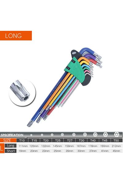 Choice Torx Key Set Long Allen Key Set L Wrench Kit For Allen Screw 9pcs Long Arm Hex Key Set 1.5mm To 10mm