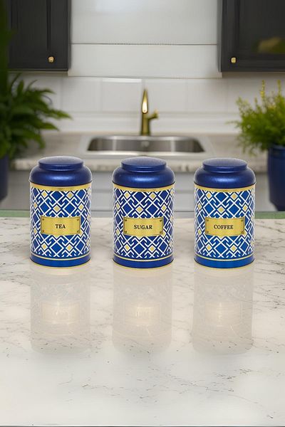 EVLE Efb04h1 Cylinder Storage Container Ø105 Set of 3, Turkish Blue Set